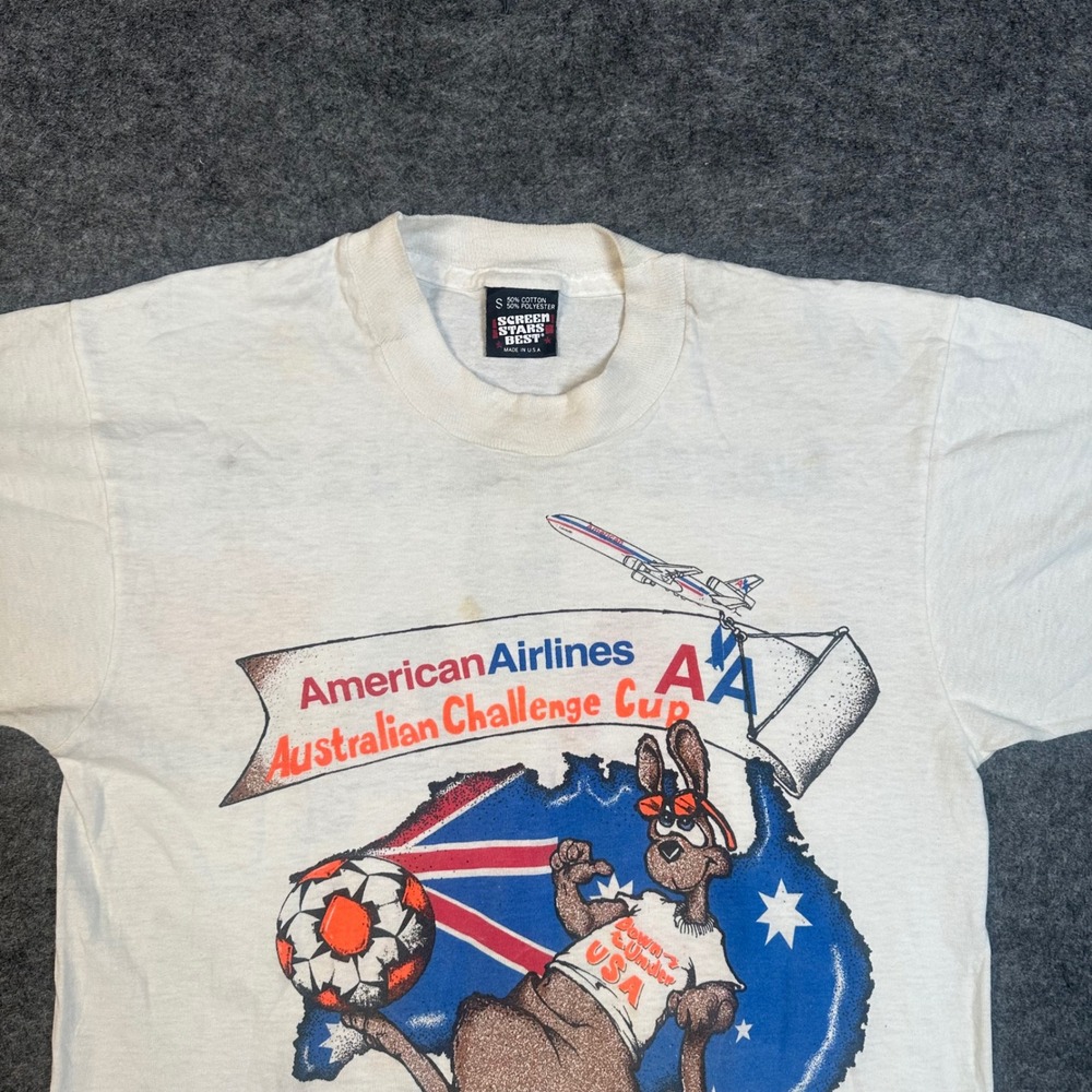 VTG 90s Single Stitch American Airlines Australian Soccer Shirt Small - Picture 13 of 14